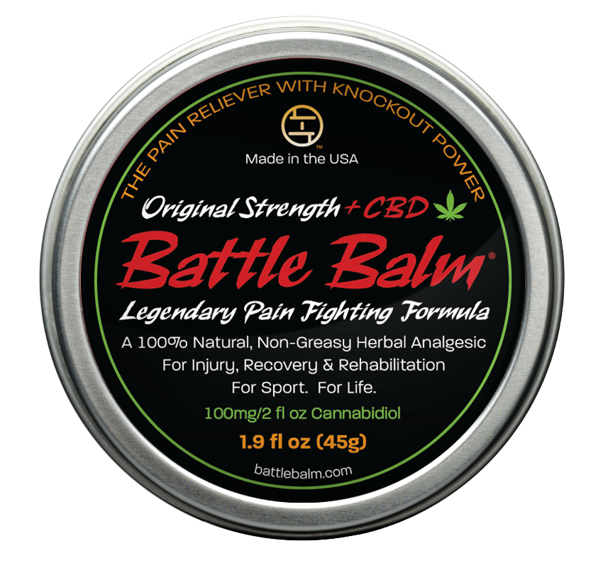 Get Battle Balm Original Strength. The one that started it all. All natural and organic pain cream with CBD.