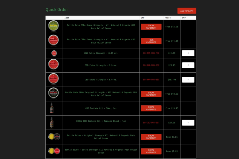 Order Battle Balm CBD wholesale all from our Quick Order page! Made easy just for you!